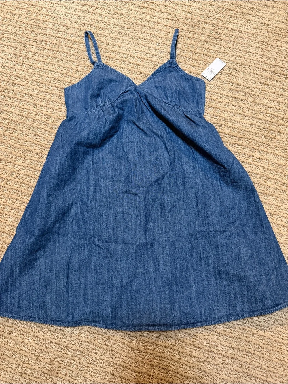 Old Navy Dark Blue Denim Spaghetti-Strap Dress